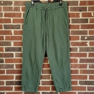 J. Crew Olive Green Linen Cotton Blend Pants - Size 8 - Summer Coastal